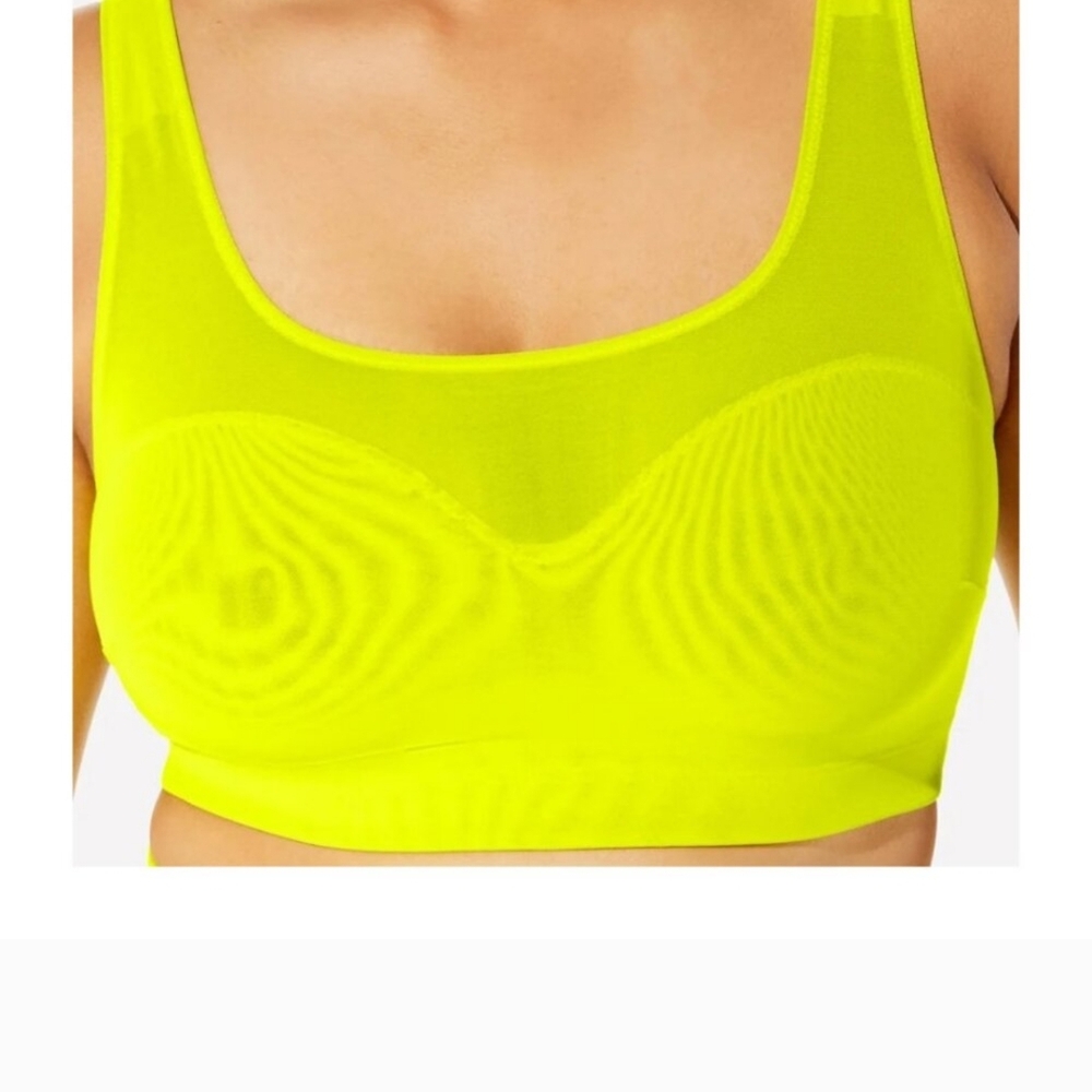Neon Yellow Mesh Sheer Crop Top